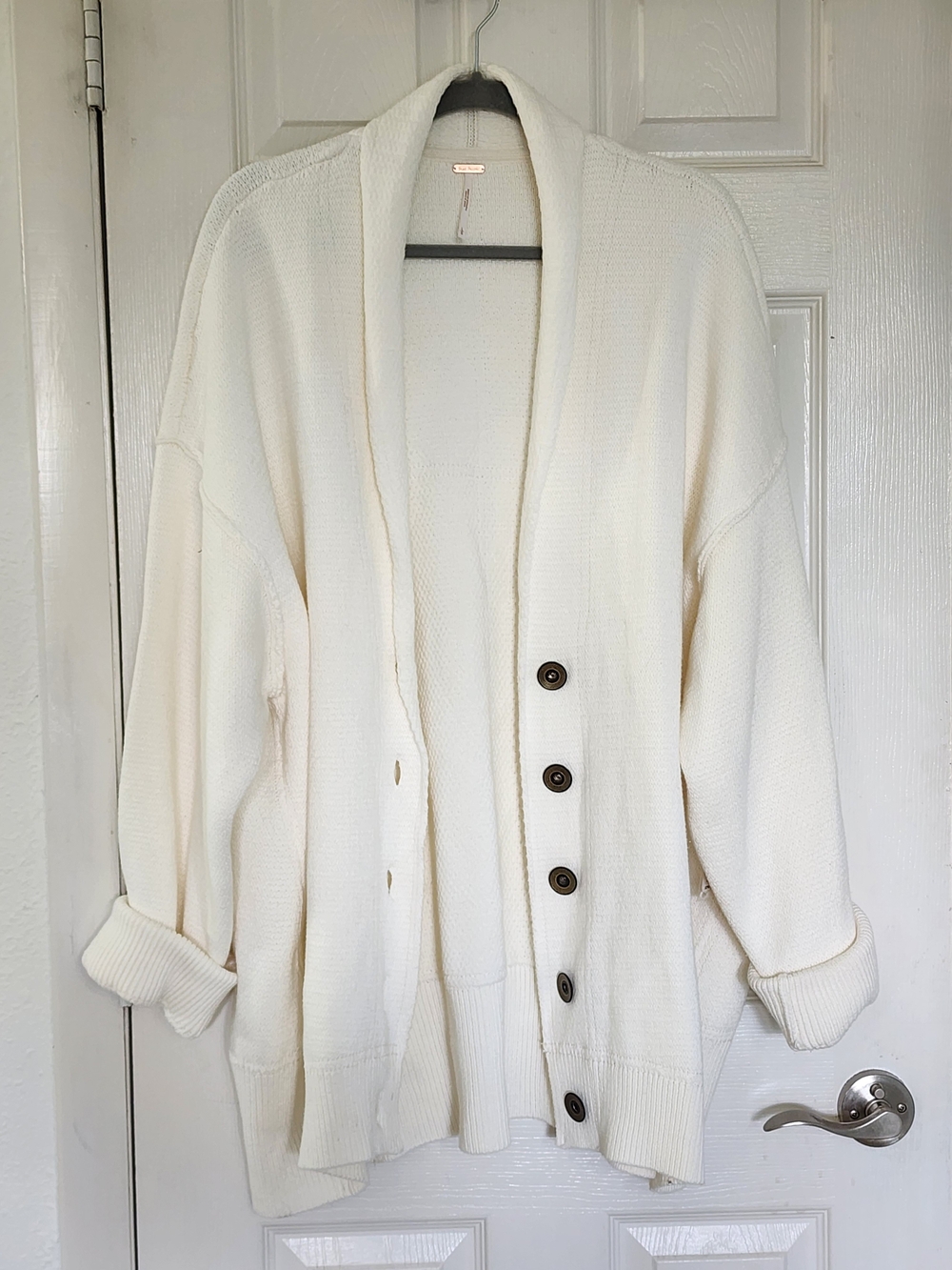 Free People Ivory Oversized Cardigan Sweater NWT L